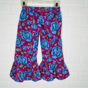 Matilda Jane Clothing Girls Ruffle Pants Nightfall Pattern in Pink Blue Size 2